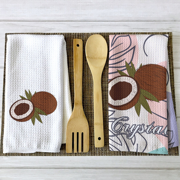 Coconut and Leaves Waffle Weave Towels - 2 Print Styles