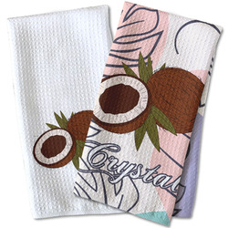 Coconut and Leaves Kitchen Towel - Waffle Weave (Personalized)
