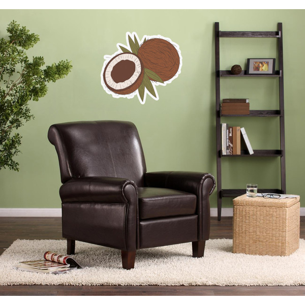 Coconut and Leaves Wall Graphic on Living Room Wall
