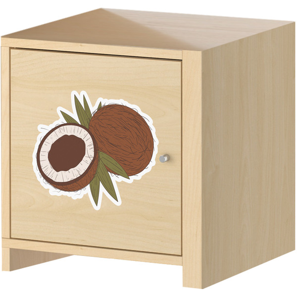 Coconut and Leaves Wall Graphic on Wooden Cabinet