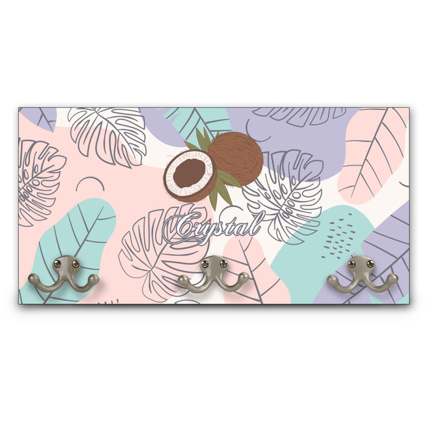 Custom Coconut and Leaves Wall Mounted Coat Rack w/ Name or Text