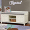 Coconut and Leaves Wall Name Decal Above Storage bench