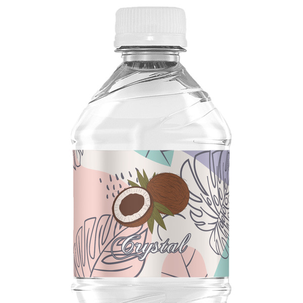 Custom Coconut and Leaves Water Bottle Labels - Custom Sized (Personalized)