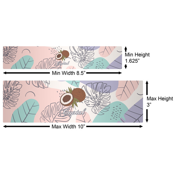 Coconut and Leaves Water Bottle Labels w/ Dimensions