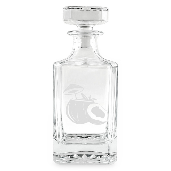 Custom Coconut and Leaves Whiskey Decanter - 26 oz Square