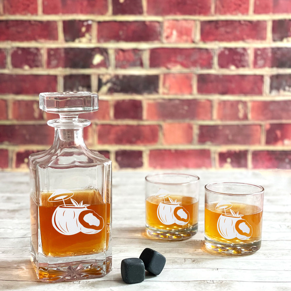 Coconut and Leaves Whiskey Decanters - 26oz Square - LIFESTYLE
