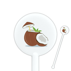 Coconut and Leaves 5.5" Round Plastic Stir Sticks - White - Single Sided