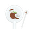 Coconut and Leaves White Plastic 5.5" Stir Stick - Round - Closeup