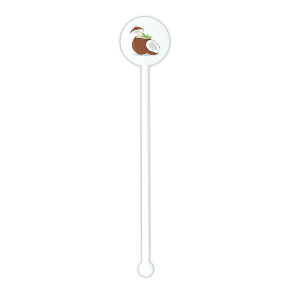 Coconut and Leaves White Plastic 5.5" Stir Stick - Round - Single Stick