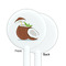 Coconut and Leaves White Plastic 5.5" Stir Stick - Single Sided - Round - Front & Back