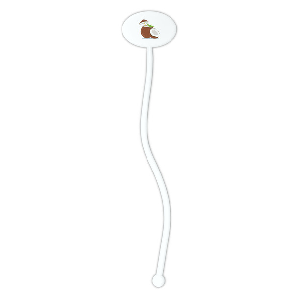 Coconut and Leaves White Plastic 7" Stir Stick - Oval - Single Stick