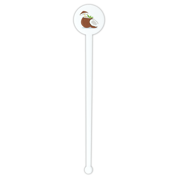 Coconut and Leaves White Plastic 7" Stir Stick - Round - Single Stick