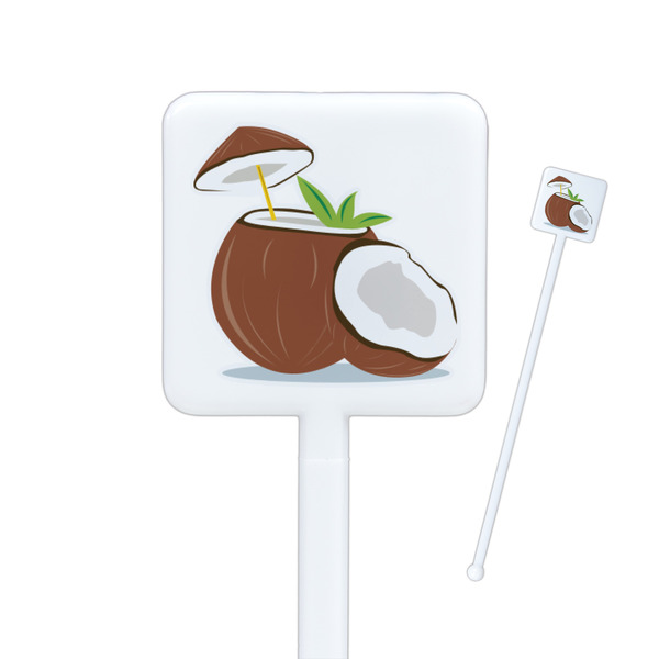 Custom Coconut and Leaves Square Plastic Stir Sticks - Double Sided