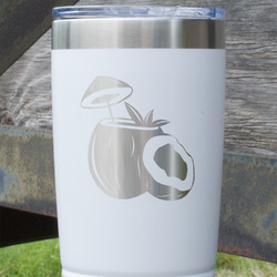 Coconut and Leaves 20 oz Stainless Steel Tumbler - White - Single Sided