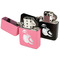 Coconut and Leaves Windproof Lighters - Black & Pink - Open