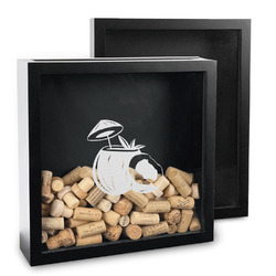 Coconut and Leaves Wine Cork & Bottle Cap Shadow Box (Personalized)