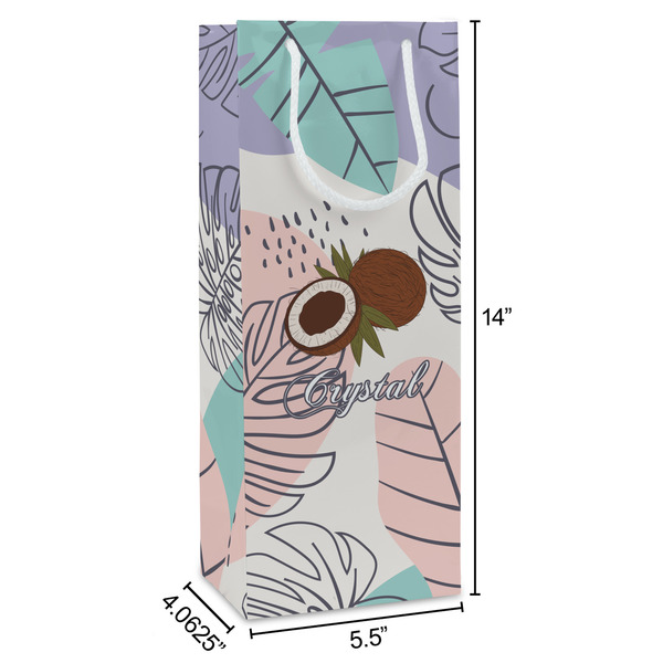 Coconut and Leaves Wine Gift Bag - Dimensions