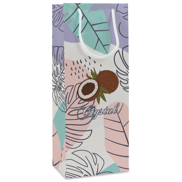Custom Coconut and Leaves Wine Gift Bags (Personalized)
