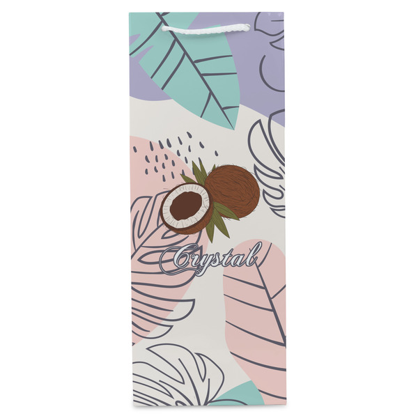 Coconut and Leaves Wine Gift Bag - Matte - Front
