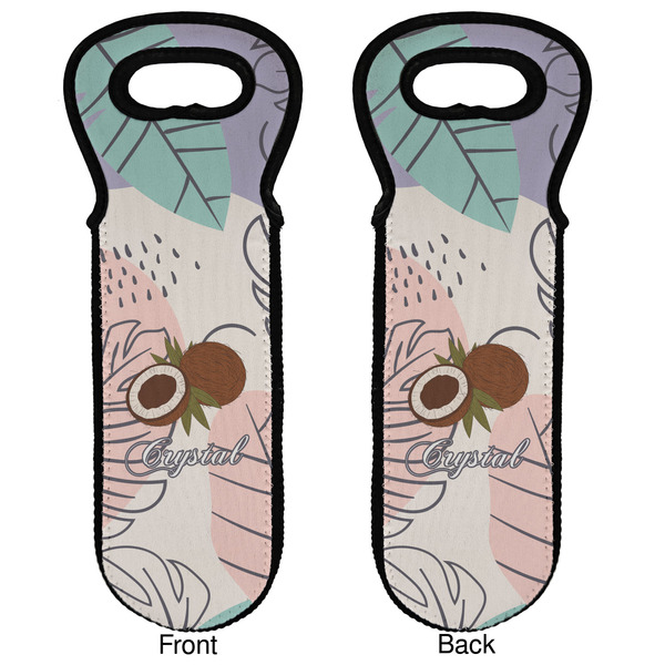 Coconut and Leaves Wine Tote Front & Back