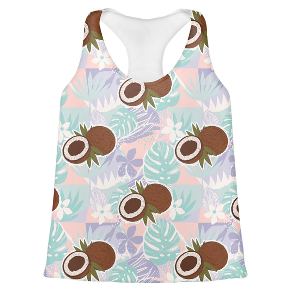 Custom Coconut and Leaves Womens Racerback Tank Top - Large