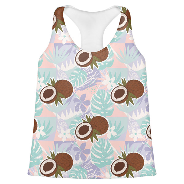 Custom Coconut and Leaves Womens Racerback Tank Top - X Large