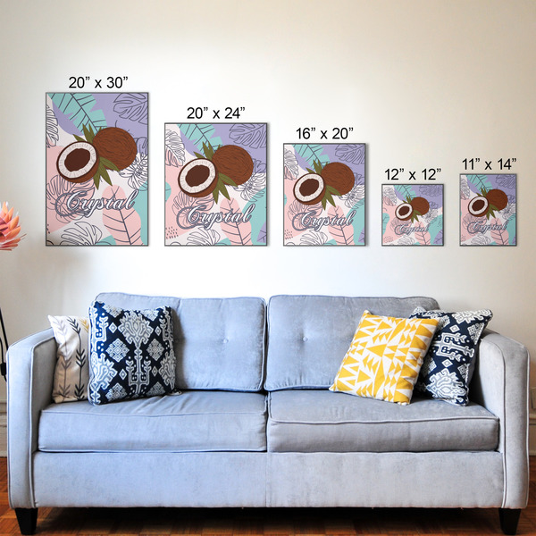 Coconut and Leaves Wood Prints - Size Comparison