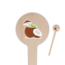Coconut and Leaves 4" Round Wooden Food Picks - Double Sided