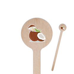 Coconut and Leaves 6" Round Wooden Stir Sticks - Single Sided
