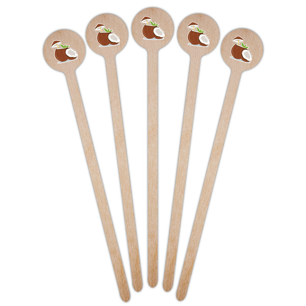 Coconut and Leaves Wooden 7.5" Stir Stick - Round - Fan View