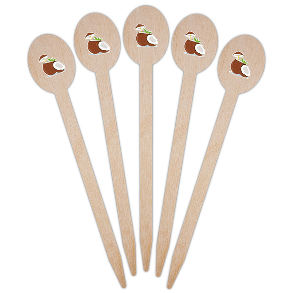 Coconut and Leaves Wooden Food Pick - Oval - Fan View