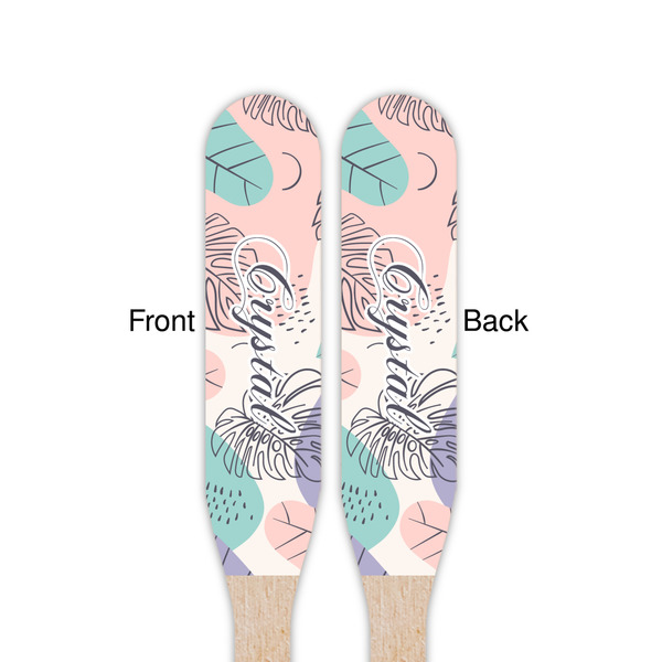 Coconut and Leaves Wooden Food Pick - Paddle - Double Sided - Front & Back