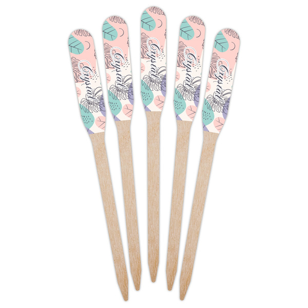 Coconut and Leaves Wooden Food Pick - Paddle - Fan View