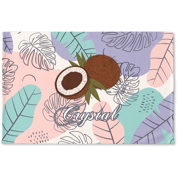 Custom Coconut and Leaves Woven Mat w/ Name or Text