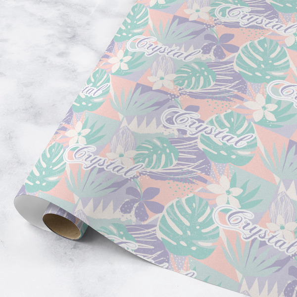 Custom Coconut and Leaves Wrapping Paper Roll - Medium - Matte (Personalized)