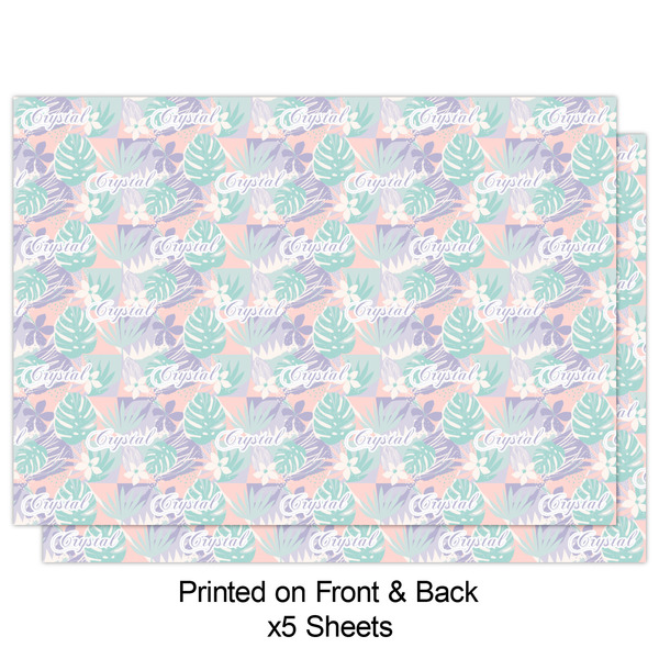 Coconut and Leaves Wrapping Paper Sheet - Double Sided - Front