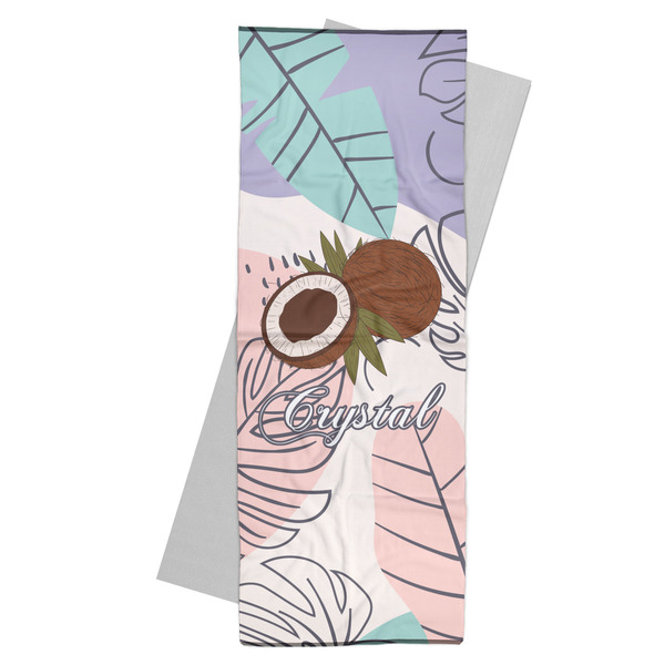 Custom Coconut and Leaves Yoga Mat Towel w/ Name or Text