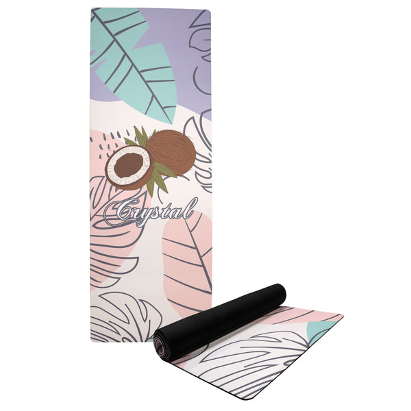 Custom Coconut and Leaves Yoga Mat w/ Name or Text