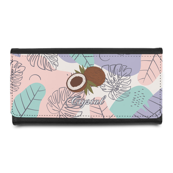 Custom Coconut and Leaves Leatherette Ladies Wallet w/ Name or Text