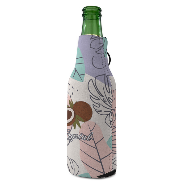 Coconut and Leaves Zipper Bottle Cooler - ANGLE (bottle)