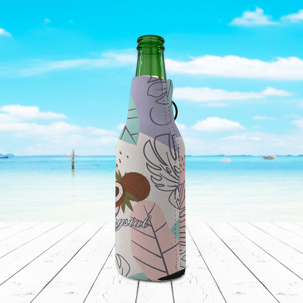 Coconut and Leaves Zipper Bottle Cooler - LIFESTYLE