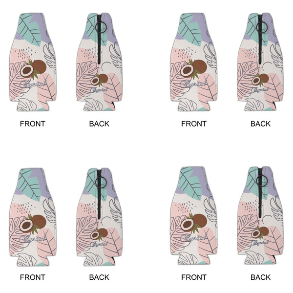 Coconut and Leaves Zipper Bottle Cooler - Set of 4 - APPROVAL