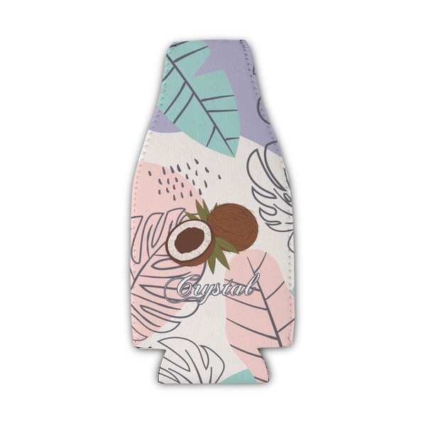 Coconut and Leaves Zipper Bottle Cooler - Set of 4 - FRONT