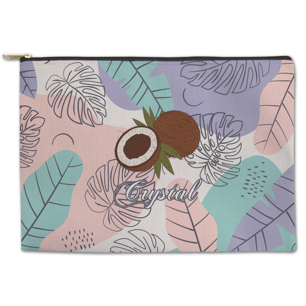 Custom Coconut and Leaves Zipper Pouch (Personalized)