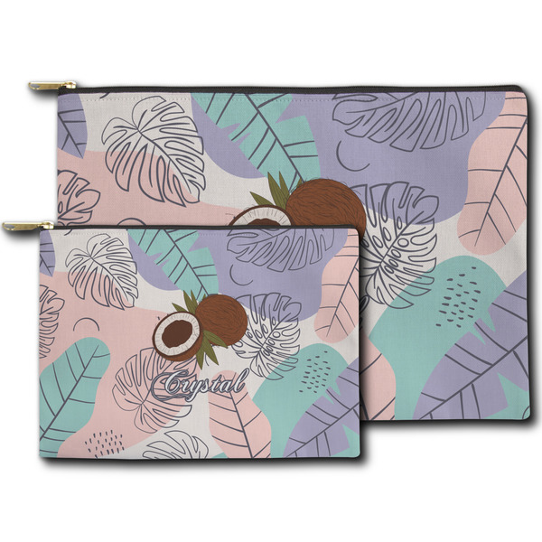 Coconut and Leaves Zippered Pouches - Size Comparison