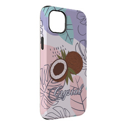 Coconut and Leaves iPhone Case - Rubber Lined - iPhone 14 Plus (Personalized)