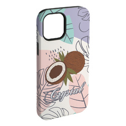 Coconut and Leaves iPhone Case - Rubber Lined - iPhone 15 Plus (Personalized)