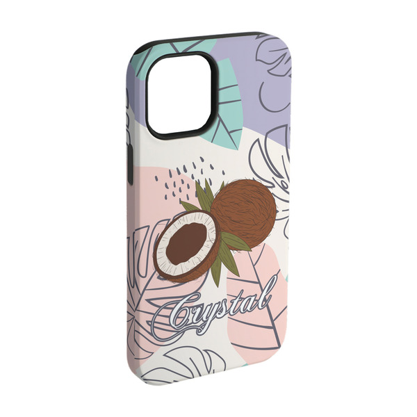 Custom Coconut and Leaves iPhone Case - Rubber Lined - iPhone 15 Pro (Personalized)
