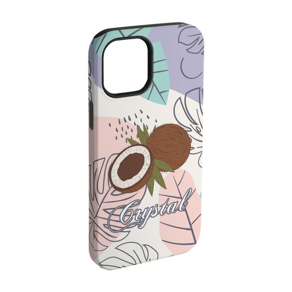 Custom Coconut and Leaves iPhone Case - Rubber Lined - iPhone 15 (Personalized)