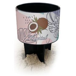 Coconut and Leaves Black Beach Spiker Drink Holder (Personalized)